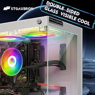 STGAubron Gaming Desktop PC,Intel Core i7-6700 up to 4.0G,32G DDR4,2T SSD,Radeon RX 580 16G GDDR5,600M WiFi,BT 5.0,RGB Fan x 3,RGB Keyboard&Mouse,RGB Mouse Pad,RGB BT Sound Bar,W10H64