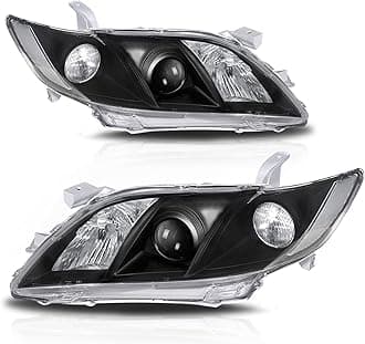 Headlight Assembly Compatible with 2007 2008 2009 Toyota Camry LE/SE/SLE/CE/Base Sedan 4-Door Driver And Passenger Side (Black Housing Clear Relfector)