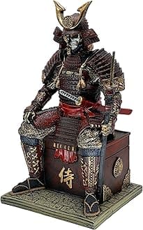 LOOYAR Medieval Ancient Samurai Undead Warrior Resin Statue Ornament Figurine Craft for Home Living Room Porch Decoration Office Desk Desktop Table Arrangement Gift (Red Glod)
