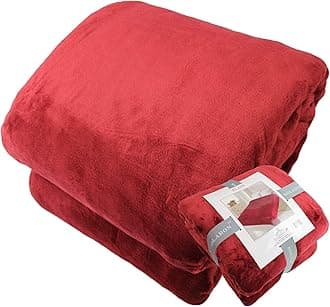 SOLARON Queen Blanket Soft Extra Large for Fall Winter Spring All Season Cozy Warm 430GSM Medium Weight Thermal Thick Flannel Fleece for Couch Bed Sofa 88 x 95 inches (Burgundy, 2)