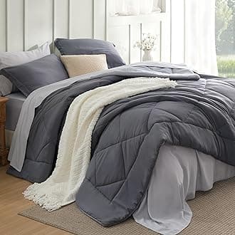 Bedsure California King Comforter Set - 7 Pieces Reversible Dark Grey Bedding, California King Size Bed Set for All Seasons, Bed in a Bag with Down Alternative Comforter, Sheets, Pillowcases & Shams
