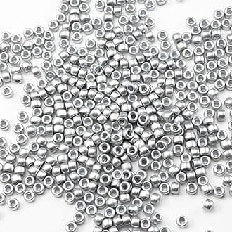 1000 Pcs Acrylic Silver Pony Beads 6x9mm Bulk for Bracelet Necklace Jewelry Making Earring Hair Braiding