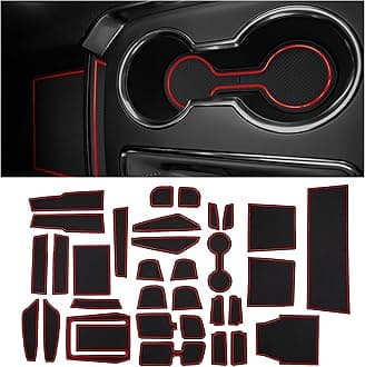CupHolderHero Fits with Chevy Traverse Accessories 2018-2023 Custom Interior Non-Slip Anti Dust Cup Holder Inserts, Center Console Liner Mats, Door Pocket Liners 30pc Set (Red Trim)