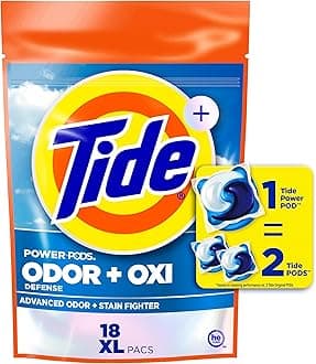 Odor Defense + Oxi Laundry Detergent Pacs, Original Scent, 18 Count, Advanced Odor + Stain Fighter, laudry soap washing detergent pacs