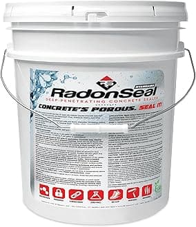 RadonSeal Standard Concrete Sealer, Deep-Penetrating Clear Protectant, 5-Gallon – Indoor & Outdoor Waterproofing for Poured Surfaces, Basement Floors, Driveways & Slabs – Radon Gas Mitigation