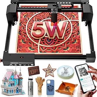 Laser Engraving Machine, Woxcker L2 MAX 5.5W Laser Engraver, CNC Engraving Machine 0.01mm High Precision Laser Engraving and Cutting for Wood Stainless Steel Glass Acrylic, etc.