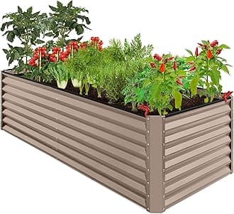 Best Choice Products 8x4x2ft Outdoor Metal Raised Garden Bed, Deep Root Planter Box for Vegetables, Flowers, Herbs, and Succulents w/ 478 Gallon Capacity - Taupe
