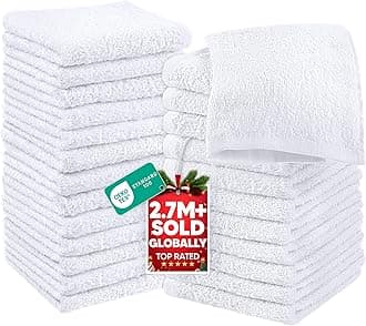 Utopia Towels - Flannel Face Cloths Set - 30 x 30 cm - 100% Ring Spun Cotton, Premium Quality Washcloths, Highly Absorbent and Soft Feel Face Towels, Perfect for Cleaning Dishes (24-Pack, White)