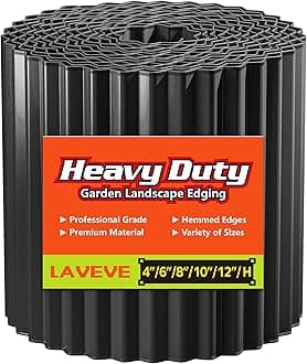 LAVEVE Corrugated Metal Garden Edging 4" x 10Ft, Landscape Edging Border for Lawn, Flower Bed, Garden Fence, Paver Edging (Black)