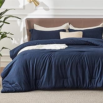 Bedsure Full Comforter Set - Navy Soft Bedding for All Seasons, Cationic Dyed Bed Set, 3 Pieces, 1 Full Size Comforter (82"x86") and 2 Pillow Shams (20"x26"+2")