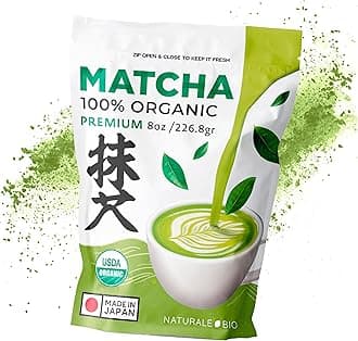 NaturaleBio Japanese Organic Matcha Green Tea Powder - Premium Grade - 200g. Tea Produced in Japan, Uji, Kyoto. Use for Drinking, Smoothie Making and with Milk. Vegan & Vegetarian Friendly