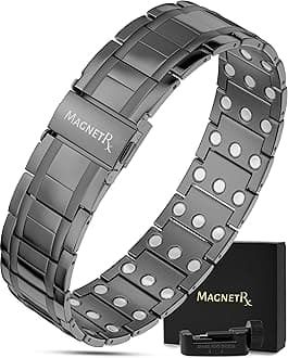 MagnetRX® 3X Strength Titanium Magnetic Bracelet – Magnetic Bracelets Men – Premium Fold-Over Clasp & Adjustable Length with Sizing Tool