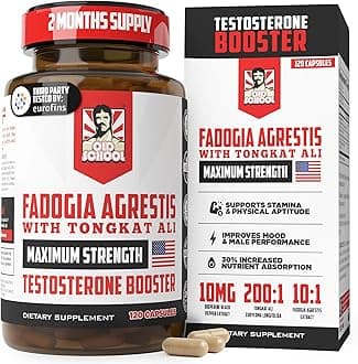 Old School Labs Testosterone Supplement for Men – Fadogia Agrestis 1500mg Max Potency + Tongkat Ali & BioPerine® – Muscle Growth, Recovery, Drive & Stamina – 120 Caps, 40 Servings