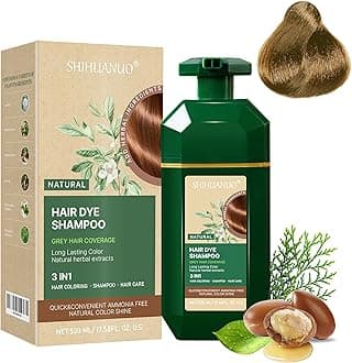 Hair Dye Shampoo 3 in 1 for Gray Hair Coverage, Herbal Ingredients Natural Shampoo Hair Dye for Women & Men/Ammonia-Free 520ml(Linen)