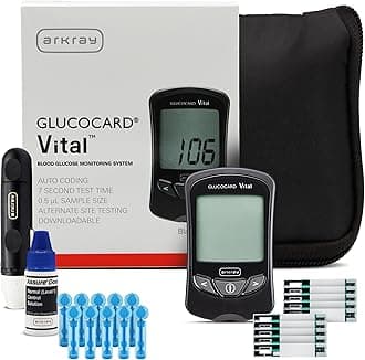 ARKRAY GLUCOCARD Vital Blood Glucose Meter Kit – Complete Glucose Monitoring System with Meter, 10 Test Strips, 10 Lancets, Control Solution, Lancing Device & Carrying Case