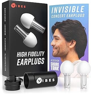 Vibes High Fidelity Earplugs – Comfortable and Reusable Hearing Protection for Concerts and Live Music, Virtually Invisible Design with Travel Case