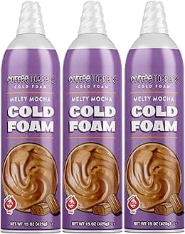 Coffee Toppers Cold Foam Mocha, Whipped Coffee Cream Topping for Lattes & Iced Coffees, Be Your Own Barista, Kosher, Gluten Free, 15 Ounce (Pack of 3)