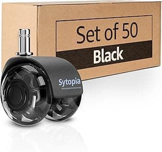 Sytopia Office Chair Wheels Replacement Set of 50, 11x22mm Pin Office Chair Castors for Hardwood Floor, Carpet, Smooth and Silent Gliding, Safe for All Floors (Black, Not Compatiable with 1KEA)