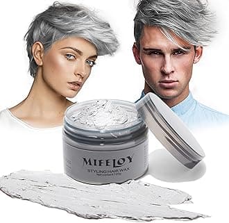 Temporary Silver Gray Hair Color Wax 120g, Instant Hairstyle Cream Dye, Disposable Coloring Mud for Men Women Youth, Grey Natural Styling Pomades for Party Cosplay DIY Halloween