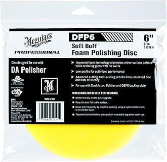 Meguiar's Professional 6" Soft Buff DA Foam Polishing Disc DFP6 - Foam Pad for Use with a 6" Backing Plate - Light Swirl Removal Pad for Light Cleaning and Polishing