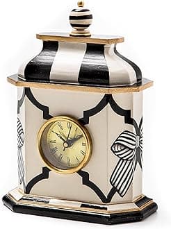 Desk Clock, Decorative Wood Clock for Kitchen and Living Room, Pretty as a Bow