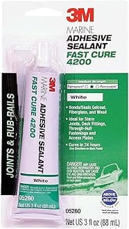 Marine Adhesive Sealant Fast Cure 4200 (05260) – Semi-Permanent Flexible Adhesive Sealant for Boats and Marine Applications – White – 3 Ounces