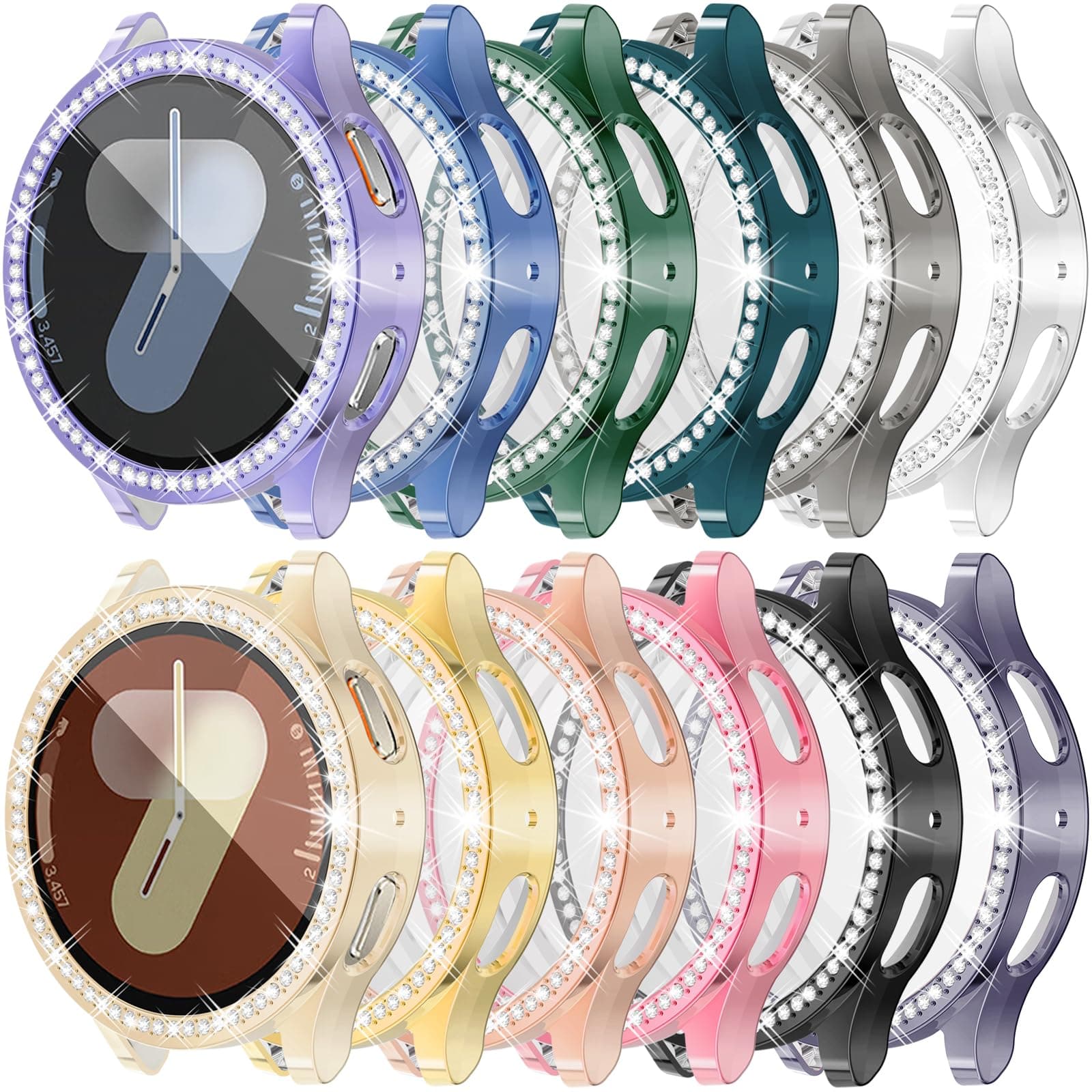 RICHONE [12Pack] Bling Screen Protector Case Compatible with Samsung Galaxy Watch 7 40mm 2024, HD Full Protection Flexible TPU Bumper Anti Scratch Watch Cover Face for Women (40MM)