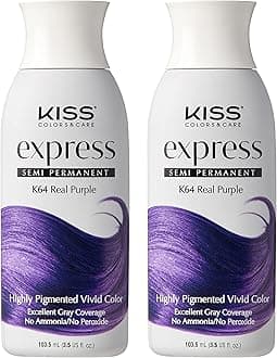 Kiss Express Color #K64 Semi-Permanent Real Purple 3.5 Ounce (100ml) (2 Pack)