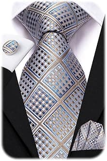 Mens Paisley Floral Silk Tie for Men Striped Necktie and Pocket Square Cufflinks Set Wedding Business