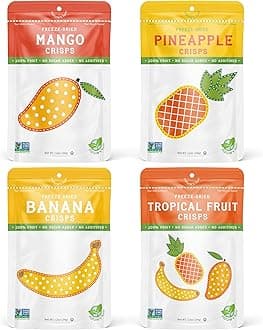 Nature’s Turn Freeze-Dried Mixed Tropical Fruit Crisps – Healthy, Gluten-Free, Crispy & Delicious, Plant-Based Snack, Ideal for Cereal, Smoothies, School Lunches, & On-the-Go, Bags of 4 (1.2 oz Each)