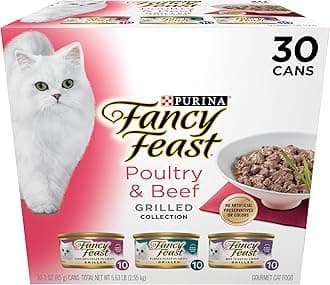 Purina Fancy Feast Grilled Wet Cat Food Poultry and Beef Collection Wet Cat Food Variety Pack - (Pack of 30) 3 oz. Cans
