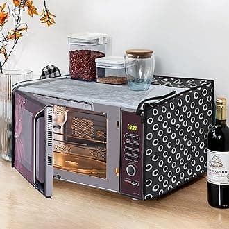 Glassiano Black Polka dot Printed Microwave Oven Cover for LG 28 Litre Convection Microwave Oven MC2846BV Black