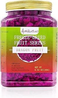 Freeze-Dried Dragon Fruit, Freeze-Dried Fruit, No Added Sugars, 6.52OZ/185g Dragon Druit Chunks, Dry Drag-on Fr-uit, Ideal for Infusing Drinks, Baked Goods and Water