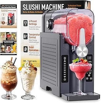 BKPPM Slushie Machine: No Ice Needed Slushy Machine for Home, 6 Preset, Real-Time Temp Display, Auto-Clean | Frozen Margaritas, Cocktails, Frappés, Ice Cream, Smoothies, Milkshakes,Summer Parties