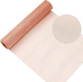 Therwen 18 Inch x 10 ft Copper Mesh Screen 99.9% Pure Copper 40 Mesh Roll Wire Fabric for Grounding Dense Filter Screen Woven Crafts Window Protection