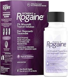 Women's Rogaine 2% Minoxidil Topical Solution for Thin Hair, Topical Hair Regrowth Treatment for Women, Unscented Minoxidil Liquid, 1-Month Supply, 2 fl. oz