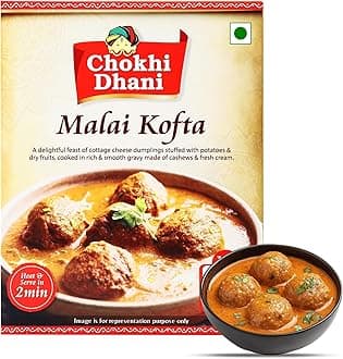 Chokhi Dhani Malai Kofta Ready-to-Eat Meal 300g | Rich Creamy Curry with Soft Koftas | Instant Heat & Eat | Microwavable Homestyle North Indian Curry | Pack of 1