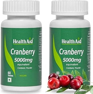 HealthAid Cranberry Health Supplement For Men & Women - Pack Of 2 | Promotes Energy & Stamina | Supports Kidney Health, Urological Health & Manage UTIs | Antioxidant Rich Supplement | Gluten Free