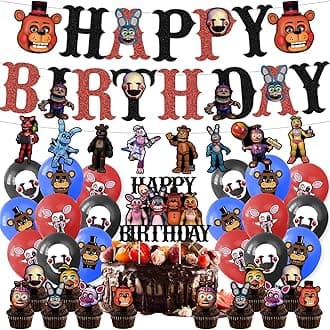 Five Nights at Freddy's Birthday Party Decorations Fnaf Party Supplies: Banner, Balloons, Cake Toppers, Cupcake Toppers, Cake Decorations
