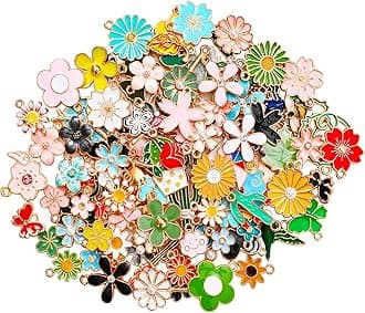 ARFOREVER 120Pcs Charms for Jewelry Making, Holiday Tibetan Bangle Pendants Accessory for Making Supplies