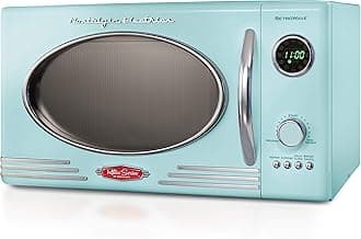 Nostalgia Retro Countertop Microwave Oven - Large 800-Watt - 0.9 cu ft - 12 Pre-Programmed Cooking Settings - Digital Clock - Kitchen Appliances - Aqua