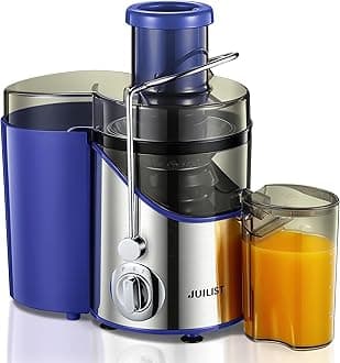 Juicer Machines, Centrifugal Juicers Whole Fruit and Vegetable with 3 Speed Setting, Big Mouth Large 65MM Feed Chute Juice Extractor Machine, Easy to Clean, Stainless Steel, BPA Free, (Blue)
