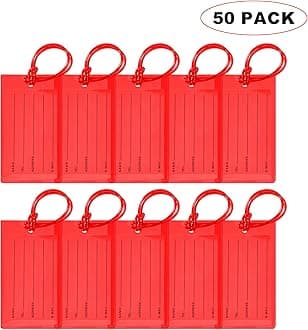 50 Pack Luggage Tags for Suitcases, Airplane Travel Essentials for Flying, International Travel Must Haves, and Luggage Accessories by Sodsay