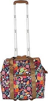 Lily Bloom Designer Under The Seat Tote Cabin Luggage Collection - 15 Inch Patterned Carry on Bag for Women - Lightweight Suitcase with 2 Rolling Wheels, Fruit Loops, 15 X 8 X 15 inches