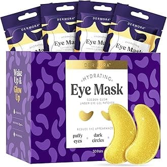 Golden Glow Under Eye Patches | Rejuvenating Treatment | Dark Circles, Puffy Eyes, Refreshing, Revitalizing, Travel, Wrinkles | 50 Pairs Eye Gels
