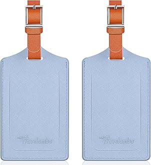 Travelambo Luggage Tags for Suitcases Faux Leather Privacy Protection 2 Pack Bag Tags Travel Accessories Essential, Cross Blue