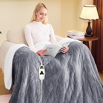 Heated Blanket Electric Twin 62"X84", Heating Blanket with 10 Heat Levels 1/2/4/6/8 Hours Auto-Off, Fleece Soft Christmas Blanket,Gifts for Grandma Seniors Mom,Misty Grey
