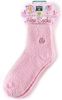 Aloe Vera Socks – Infused with Natural Aloe Vera & Vitamin E – Helps Dry Feet, Cracked Heels, Calluses, Rough Skin, Dead Skin - Use with Your Favorite Lotions - Pink