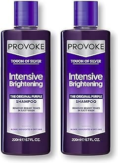PROVOKE Touch Of Silver Brightening Purple Shampoo 200 ml, Neutralises Yellow and Orange tones, Formulated with Violet and Blue Pigments (Pack of 2)