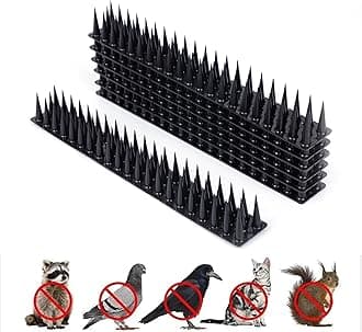PlastKart Pigeon Spikes (Pack of 20) Anti Bird Control for Balcony, Railing, Home Window Protection from Pigeon, Dog, Monkey, Crow, Kabootar, Split AC, Spikes with Double Sided Tape (Black)
